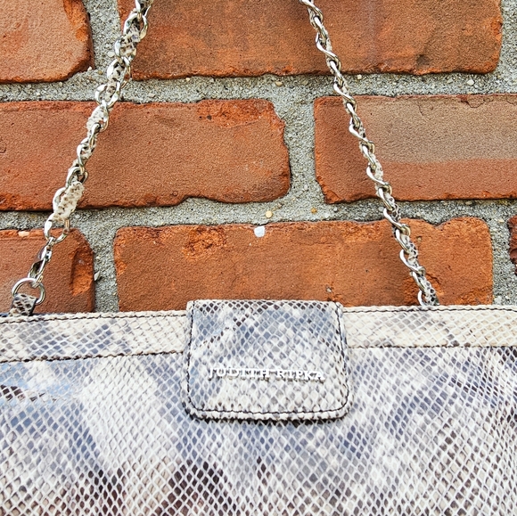 New Judith Ripka Patent Leather Snakeskin Print Clutch